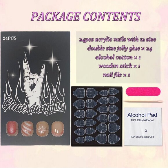 Press on Nails Holiday Glitter Design Short Square NWT - Picture 3 of 6